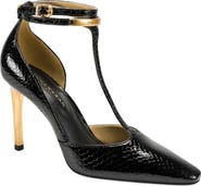 DONNA KARAN Samuel Snakeskin Embossed T-Strap Pump
