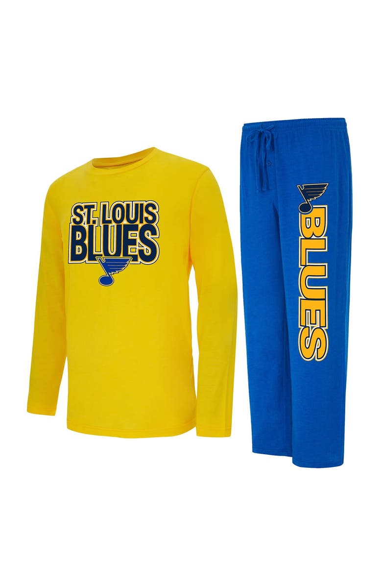 CONCEPTS SPORT Men's Concepts Sport Blue/Gold St. Louis Blues Meter Long Sleeve T-Shirt & Pants Sleep Set, Alternate, color, Blue