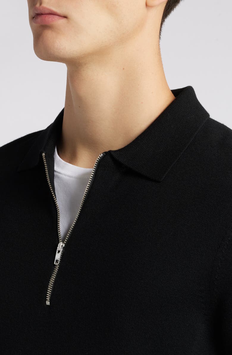NN07 Quarter Zip Wool Polo Sweater, Alternate, color, Black