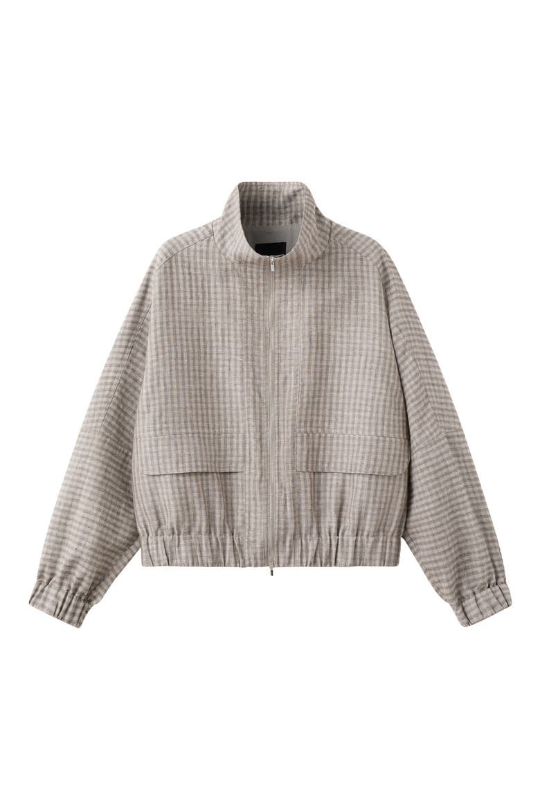 Check Bomber Jacket, Main, color, LIGHT/ PASTEL GREY