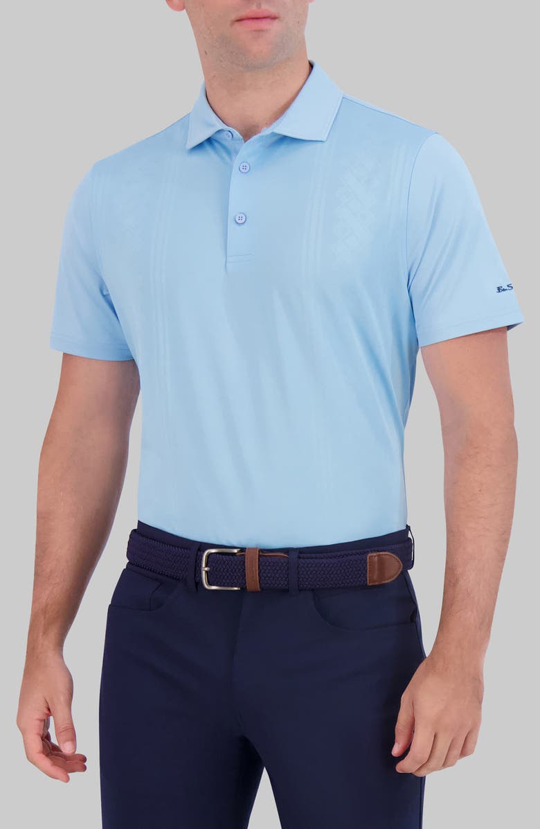 Ben Sherman Tonal Diamond Jacquard Performance Golf Polo, Main, color, Light Blue