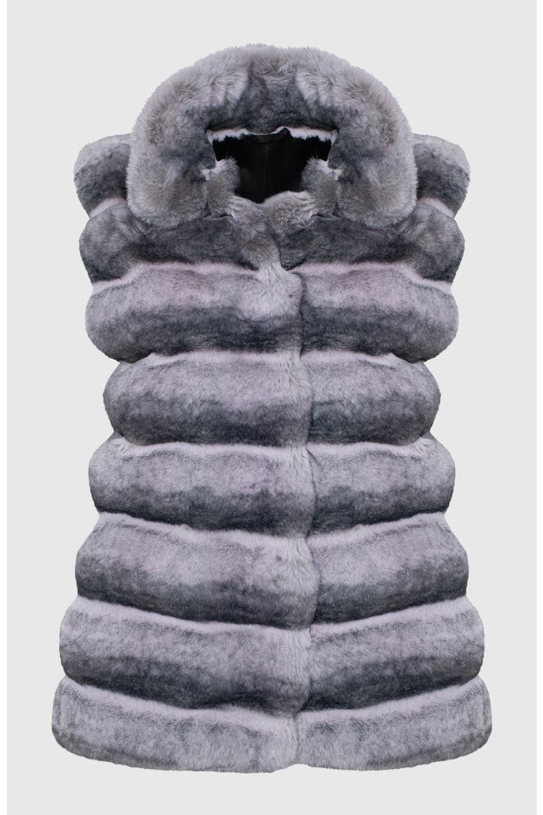 Fur-Free Chinchilla (Faux Fur) Vest, Alternate, color, GRAY CHINCH