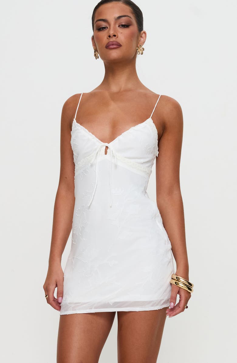 Princess Polly Emilee Lace Trim Minidress, Alternate, color, White