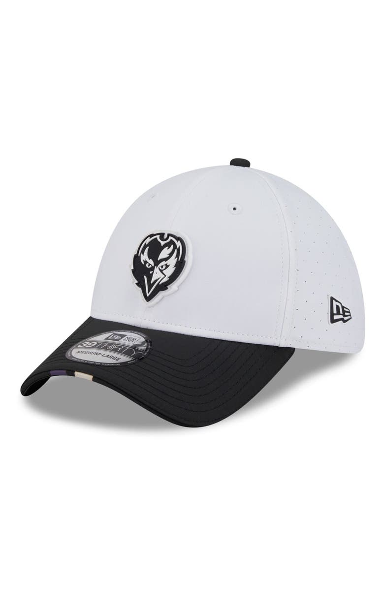 New Era Men's New Era White/Black Baltimore Ravens 2025 NFL Training Camp 39THIRTY Flex Hat, Main, color, White