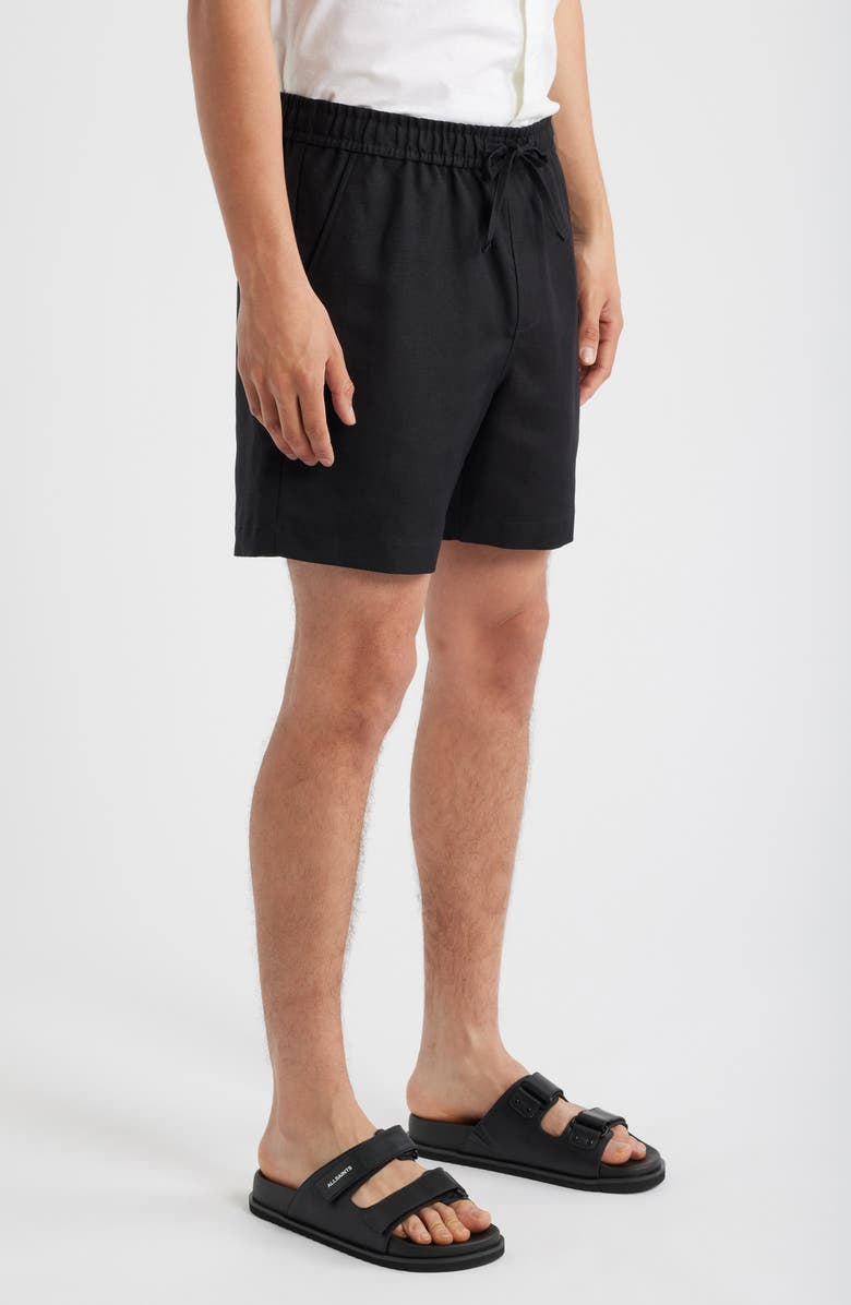 Open Edit Linen Blend Pull-On Shorts, Alternate, color, Black Caviar