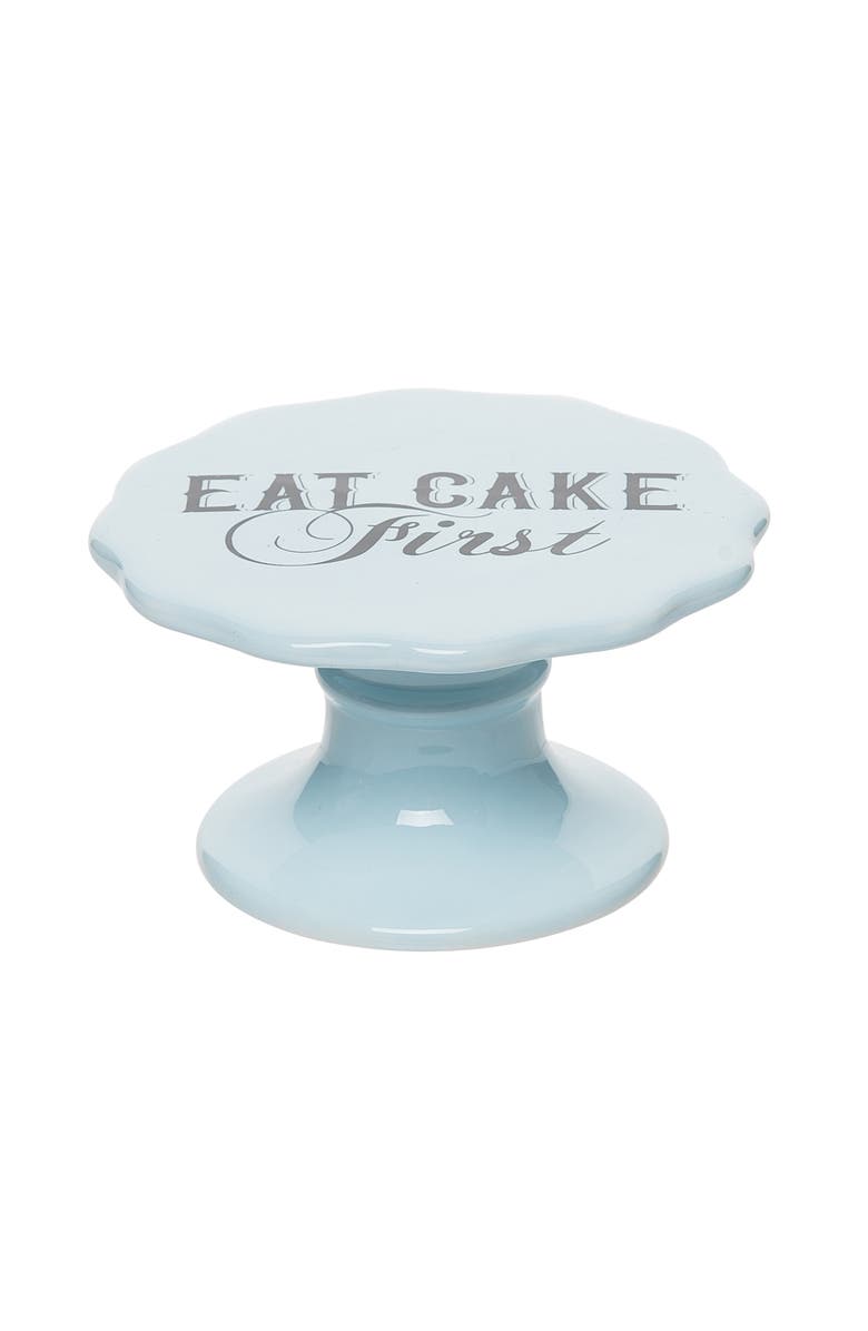 Totalee Gift Eat Cake First Cupcake Pedestal Ceramic Blue, Main, color, Blue
