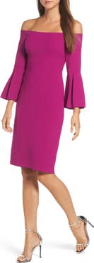 Vince Camuto Off the Shoulder Bell Sleeve Sheath Dress