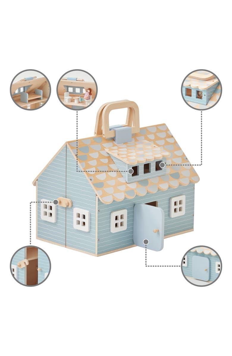 Teamson Kids Olivia's World Portable Dollhouse Playset, Alternate, color, Gray/ Wood