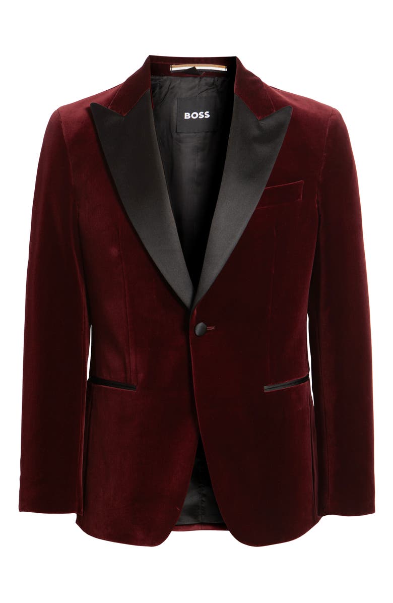 BOSS Hutson Cotton Velvet Dinner Jacket, Main, color, Dark Red