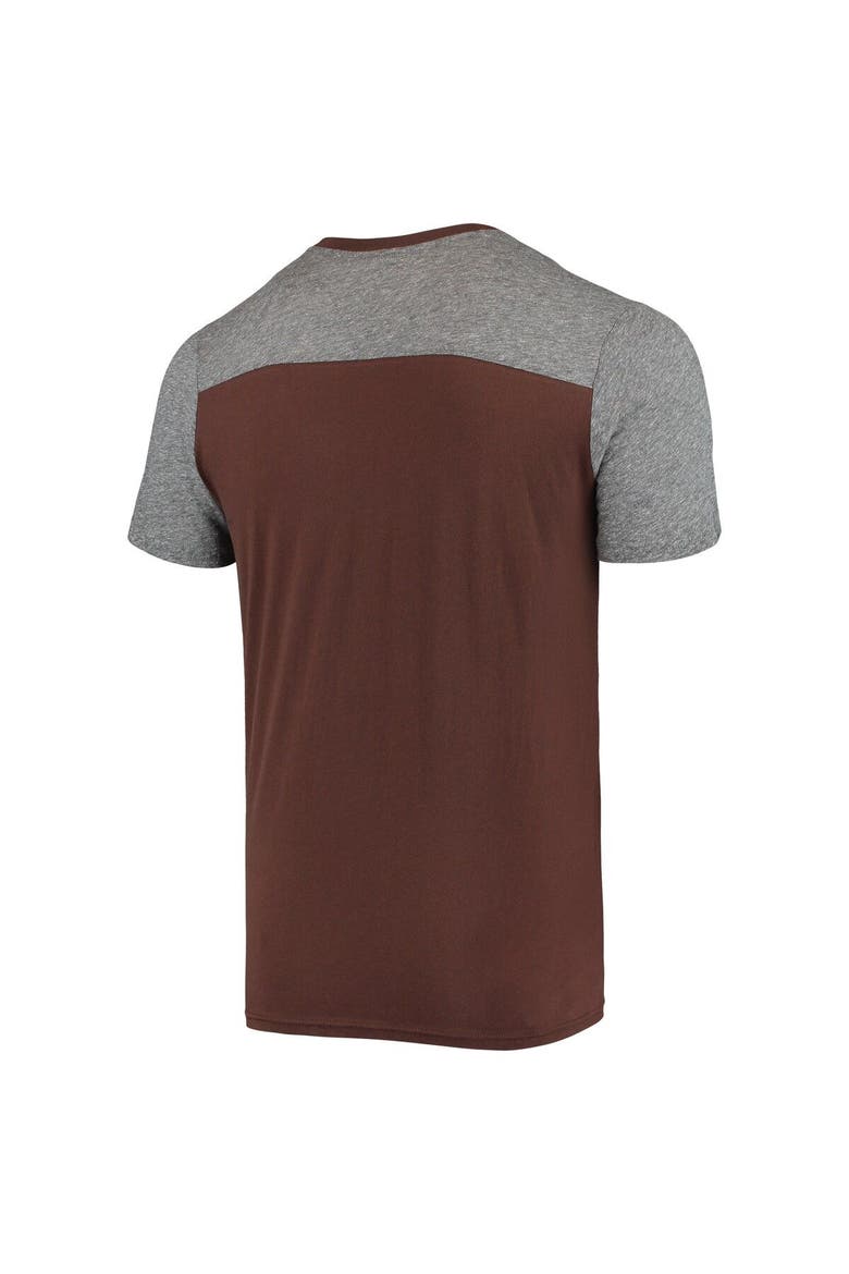 Men's Majestic Threads Brown/Heathered Gray Cleveland Browns Brownie The Elf Gridiron Classics Field Goal Slub T-Shirt, Alternate, color, Brown