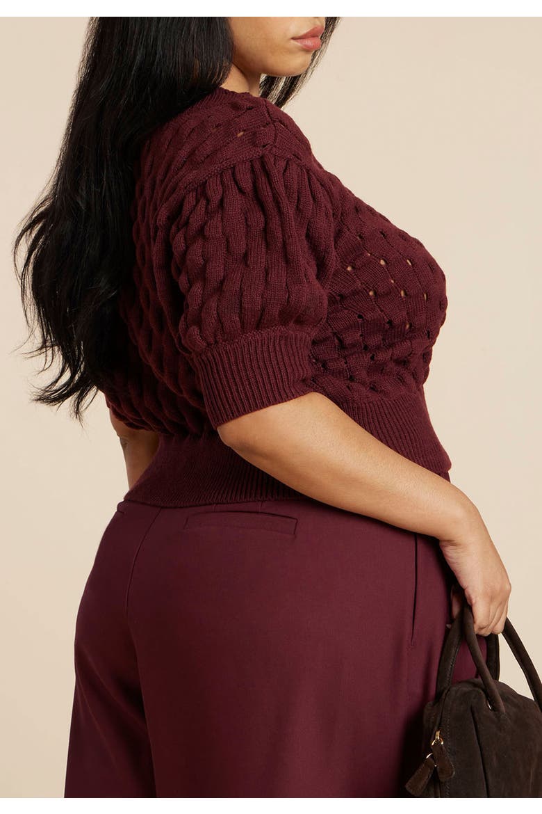 Bubble Stitch Sweater (plus), Alternate, color, TAWNY PORT
