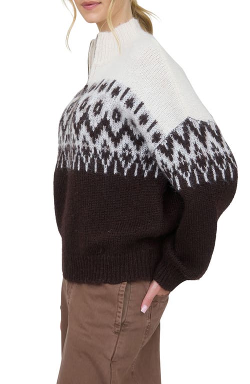 Blu Pepper Fair Isle Zip Cardigan In Brown