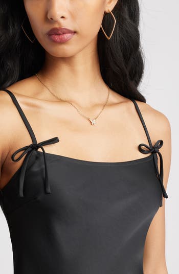 Bow Strap Satin Mini Slipdress