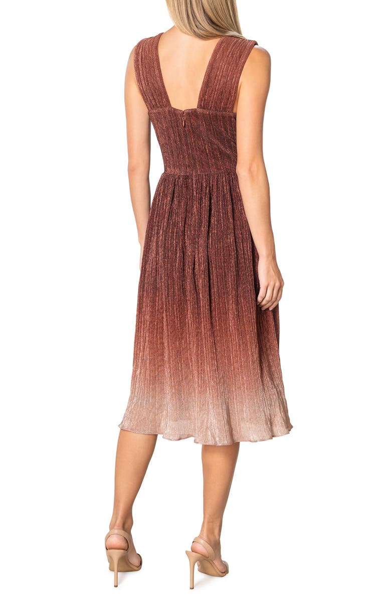 Dress the Population Ellery Shimmer Ombré Midi Cocktail Dress, Alternate, color, Burgundy Multi