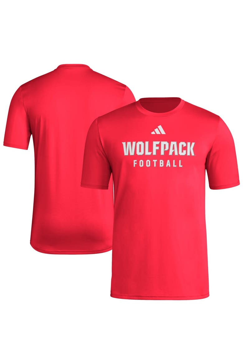 Men's adidas  Red NC State Wolfpack Locker Practice Football Pre-Game T-Shirt, Main, color, Red