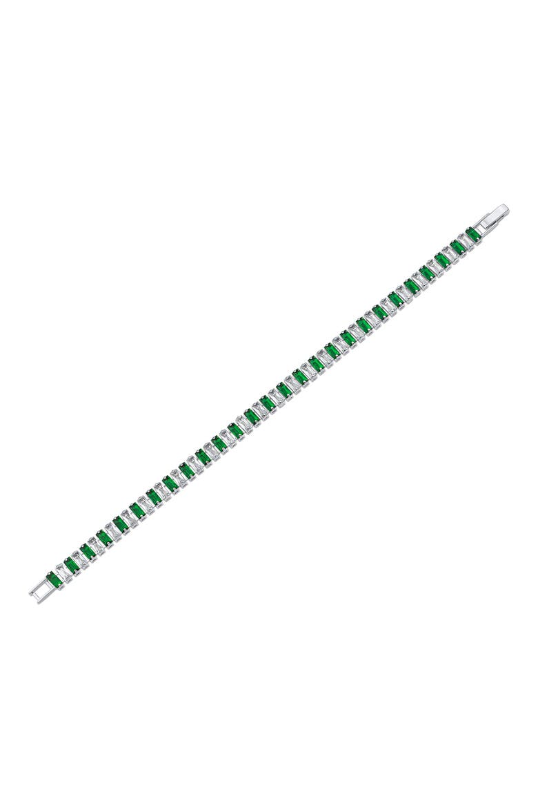 Crystal Baguette Tennis Bracelet, Alternate, color, GREEN/ SILVER