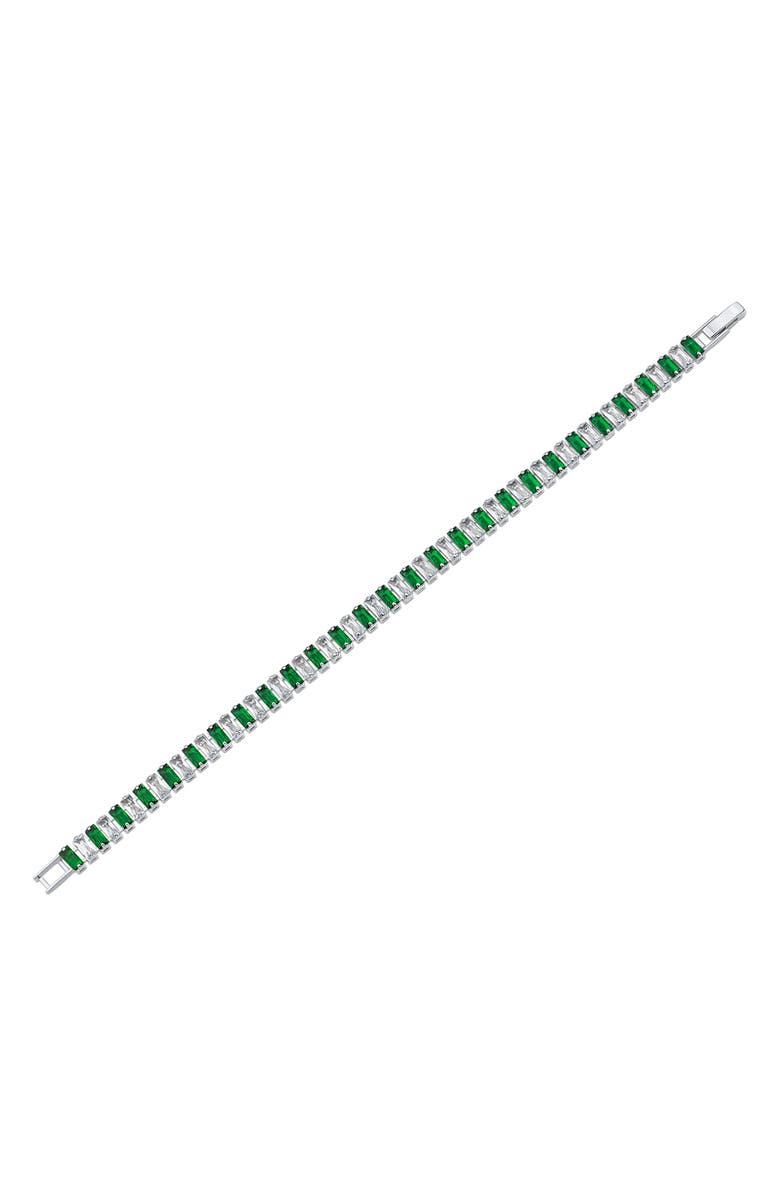 JARDIN Crystal Baguette Tennis Bracelet, Alternate, color, Green/ Silver