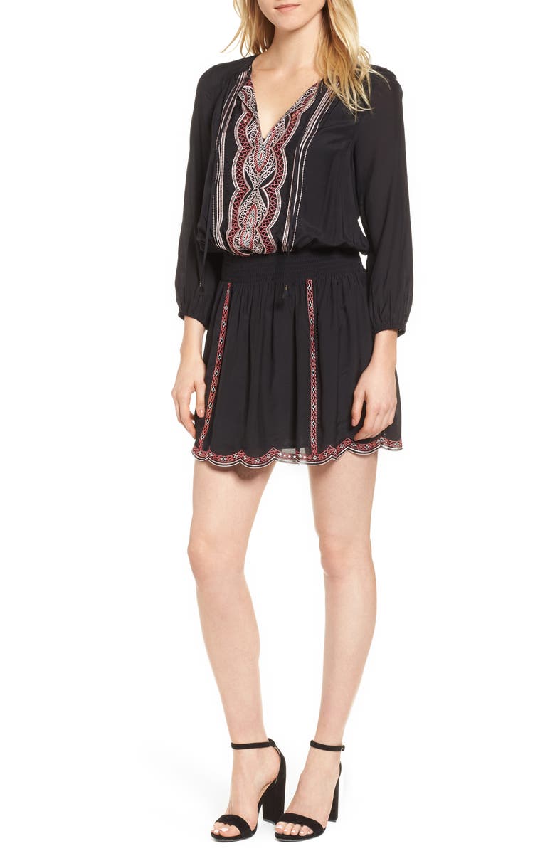 Ella Moss Embroidered Blouson Minidress, Main, color,