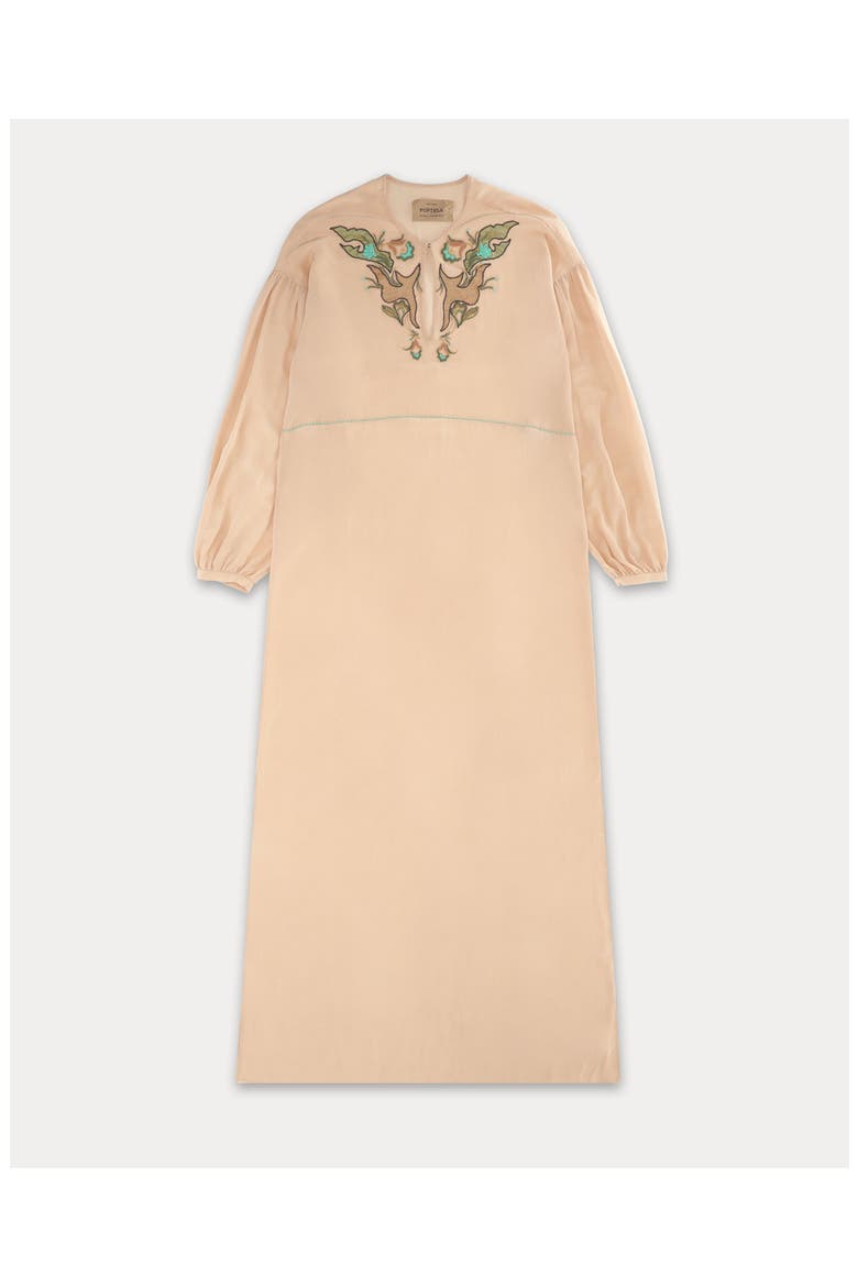 Allegra Embroidered Silk Dress, Main, color, Beige