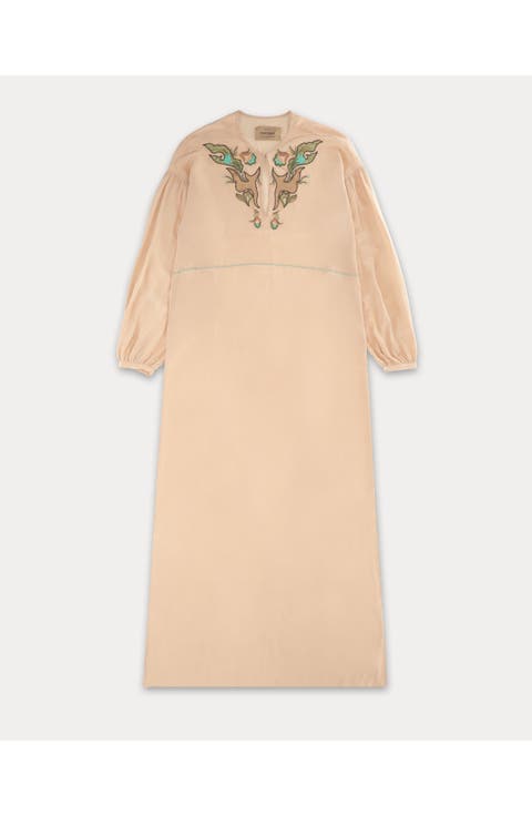 Allegra Embroidered Silk Dress