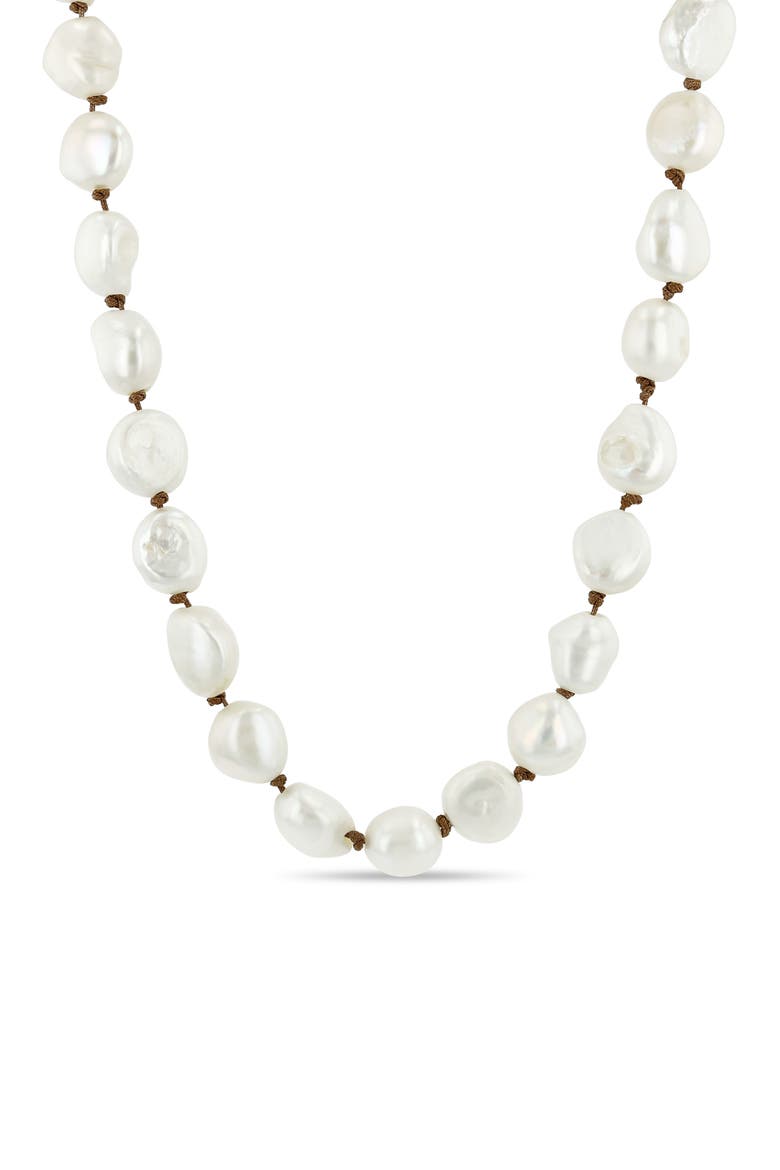 Double Knotted Baroque Pearl Necklace, Main, color, 14K YELLOW GOLD / WHITE PEARL