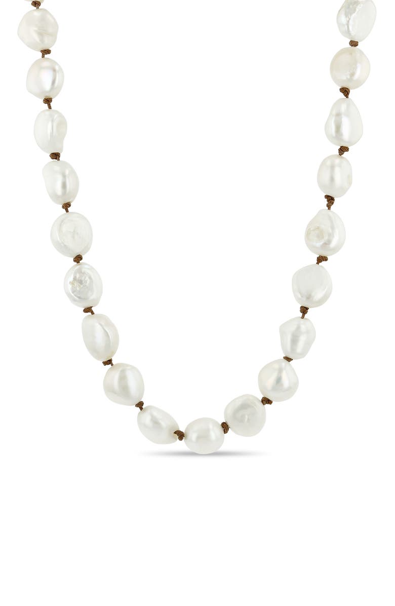 Zoë Chicco Double Knotted Baroque Pearl Necklace, Main, color, 14K Yellow Gold / White Pearl