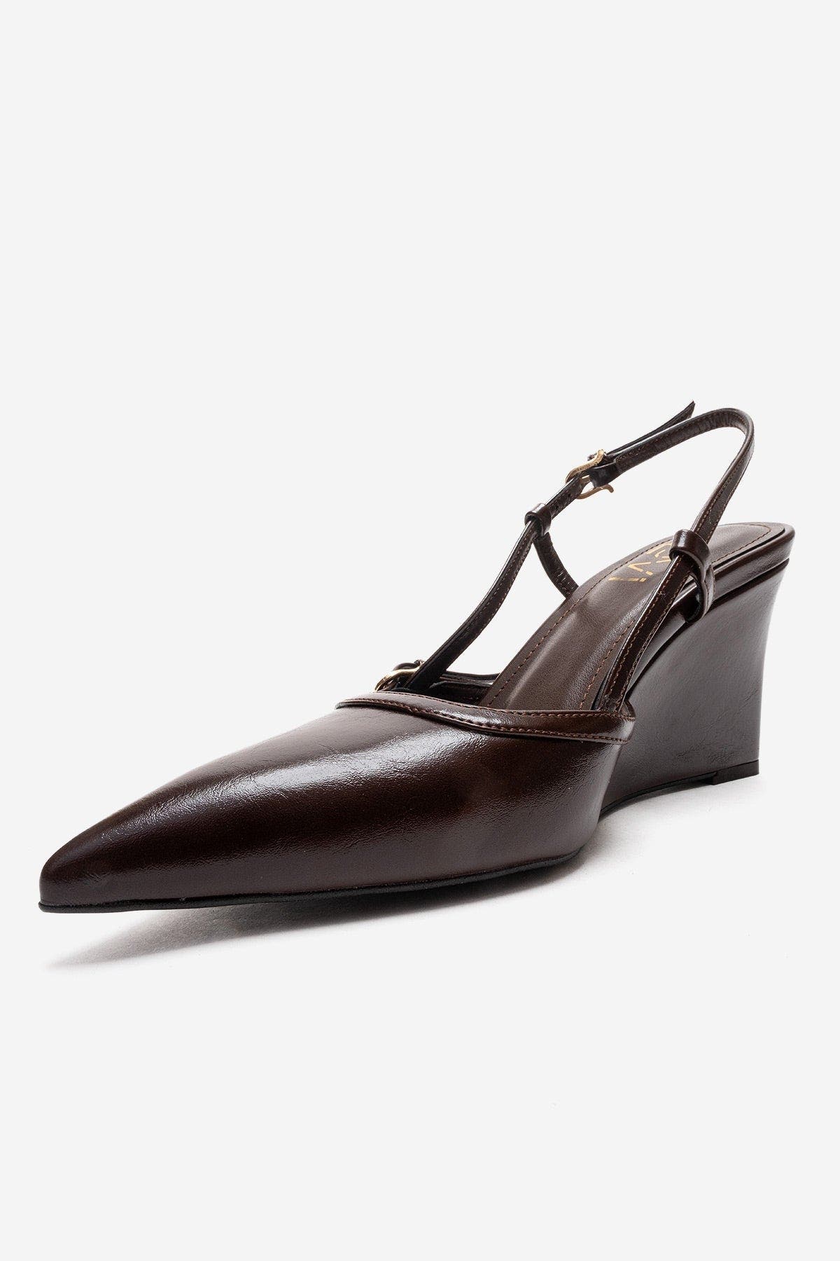 Prologue Shoes Celia Pointed Toe Wedge Pump, Alternate, color, Brown