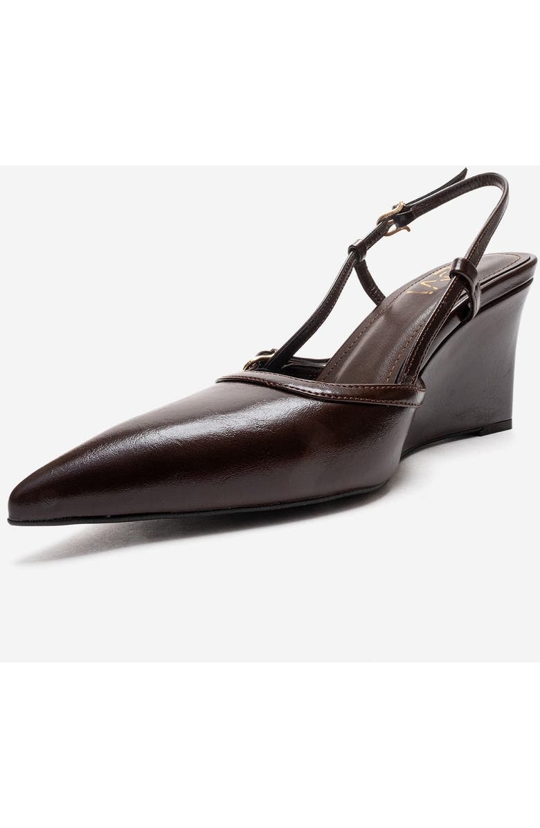 Prologue Shoes Celia Pointed Toe Wedge Pump, Alternate, color, Brown