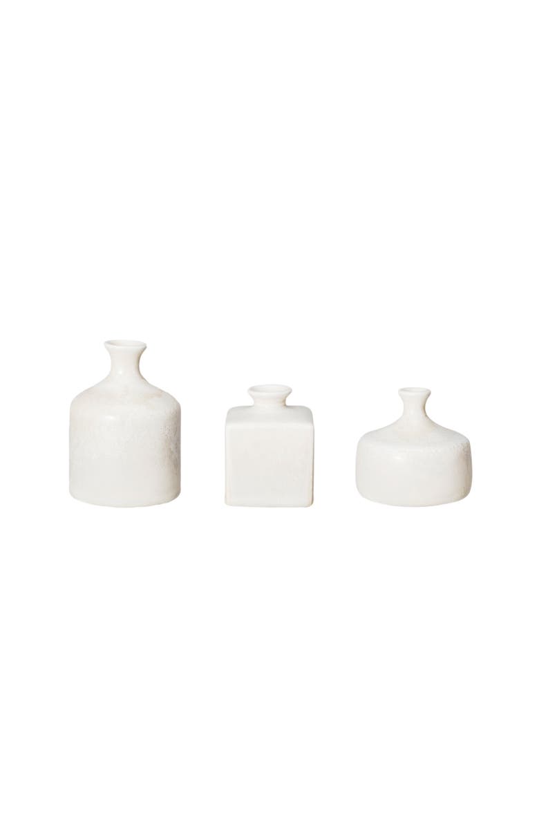 Storied Home Vaious Stoneware Vases with Reactive Glaze, Cream, Set of 3, Main, color, Cream