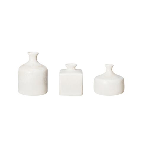 Vaious Stoneware Vases with Reactive Glaze, Cream, Set of 3