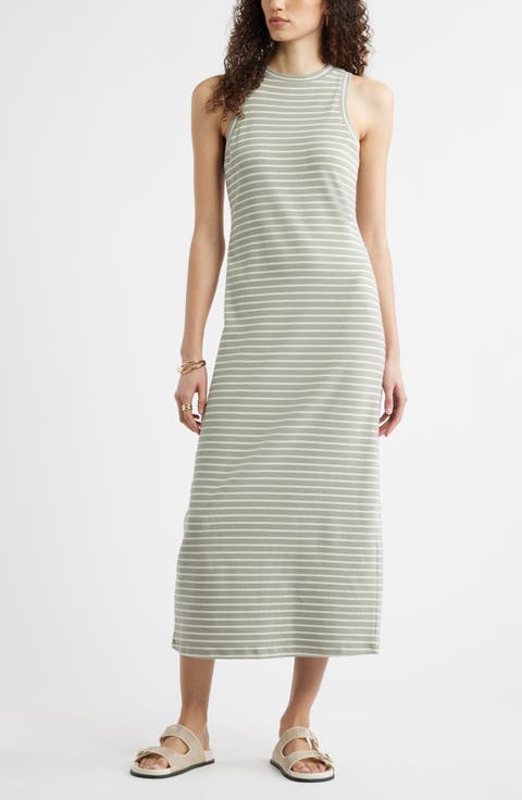 Stretch Cotton Microrib Tank Dress