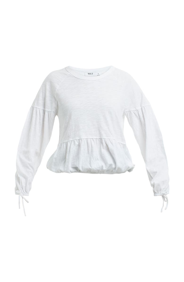 WILT Clothing Shirred Elastic Hem Tee, Alternate, color, White