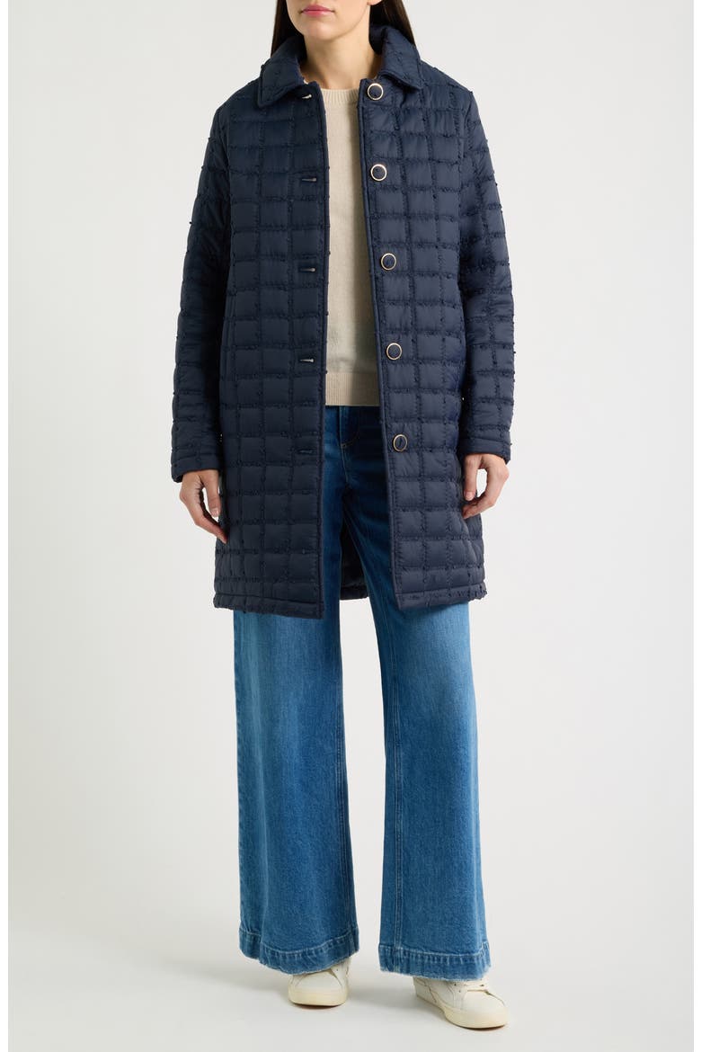 Boucle Quilted Longline Jacket, Alternate, color, NAVY