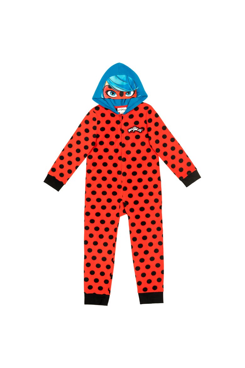 Ladybug Cosplay Fleece One Piece Pajamas, Main, color, Ladybug Red