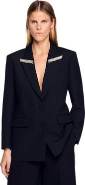 SANDRO Jacket with rhinestone stripe