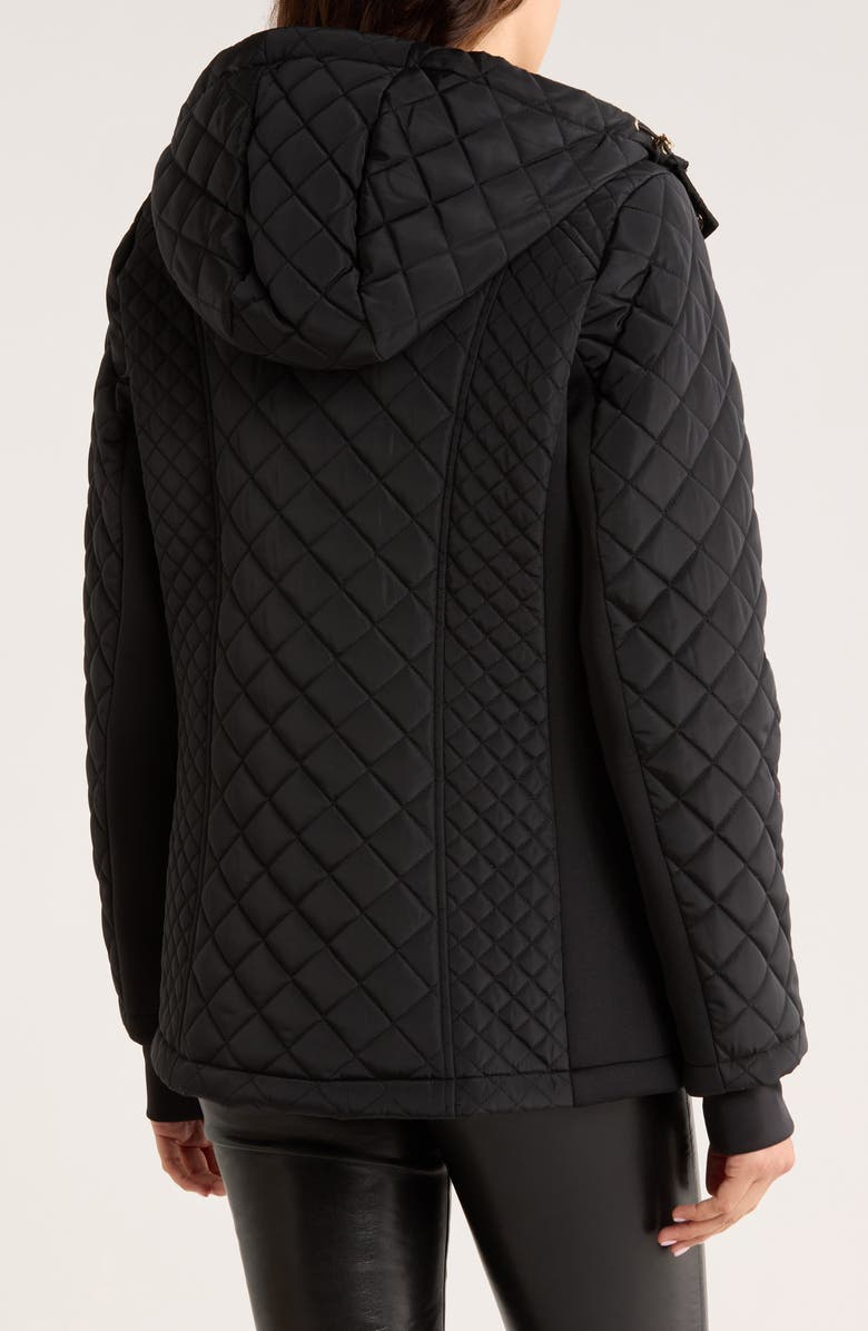 Michael Kors Hooded Diamond Quilted Jacket, Alternate, color, Black