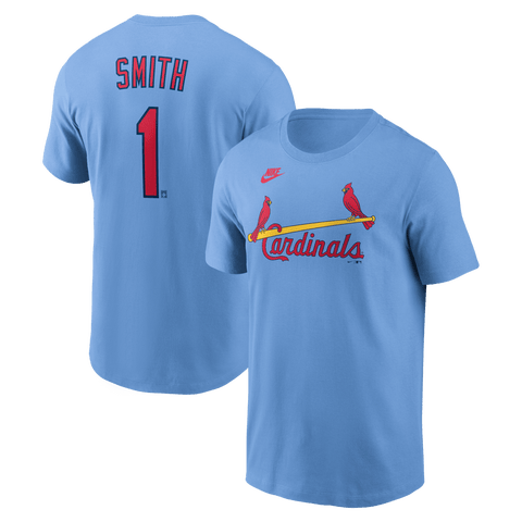 Men's Nike Ozzie Smith Light Blue St. Louis Cardinals Cooperstown Collection Name & Number T-Shirt