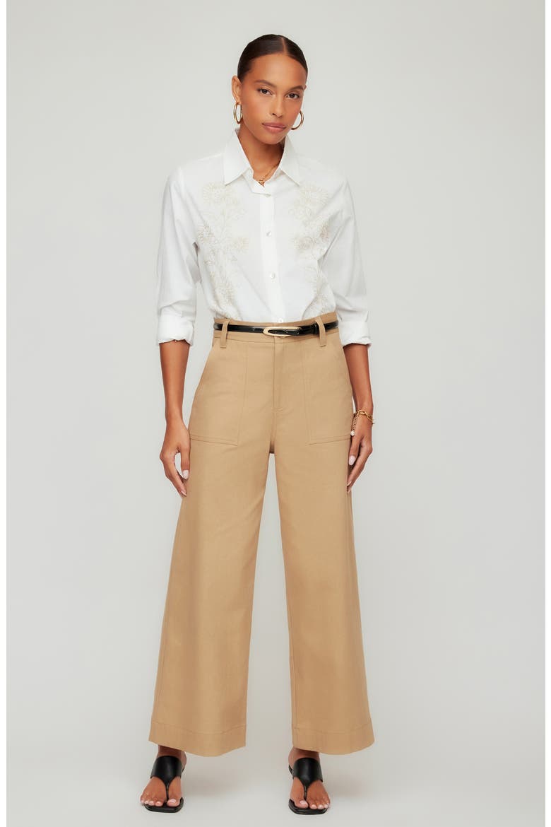 Ryder High Waist Stretch Cotton Flare Leg Pants, Alternate, color, KHAKI