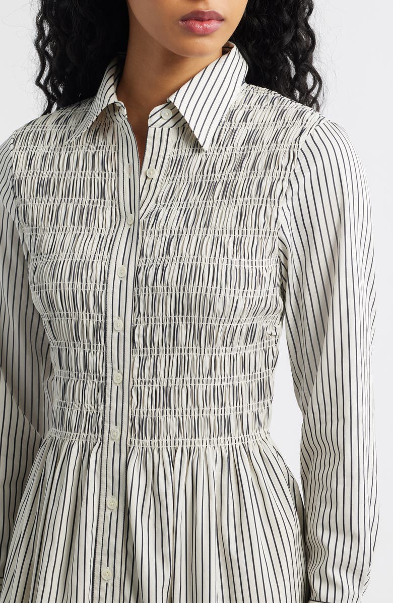 Madewell Smocked Poplin Midi Shirtdress, Alternate, color, Classic Navy