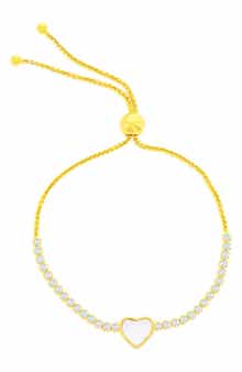 SIMONA Mother-of-Pearl Heart Cubic Zirconia Slider Bracelet