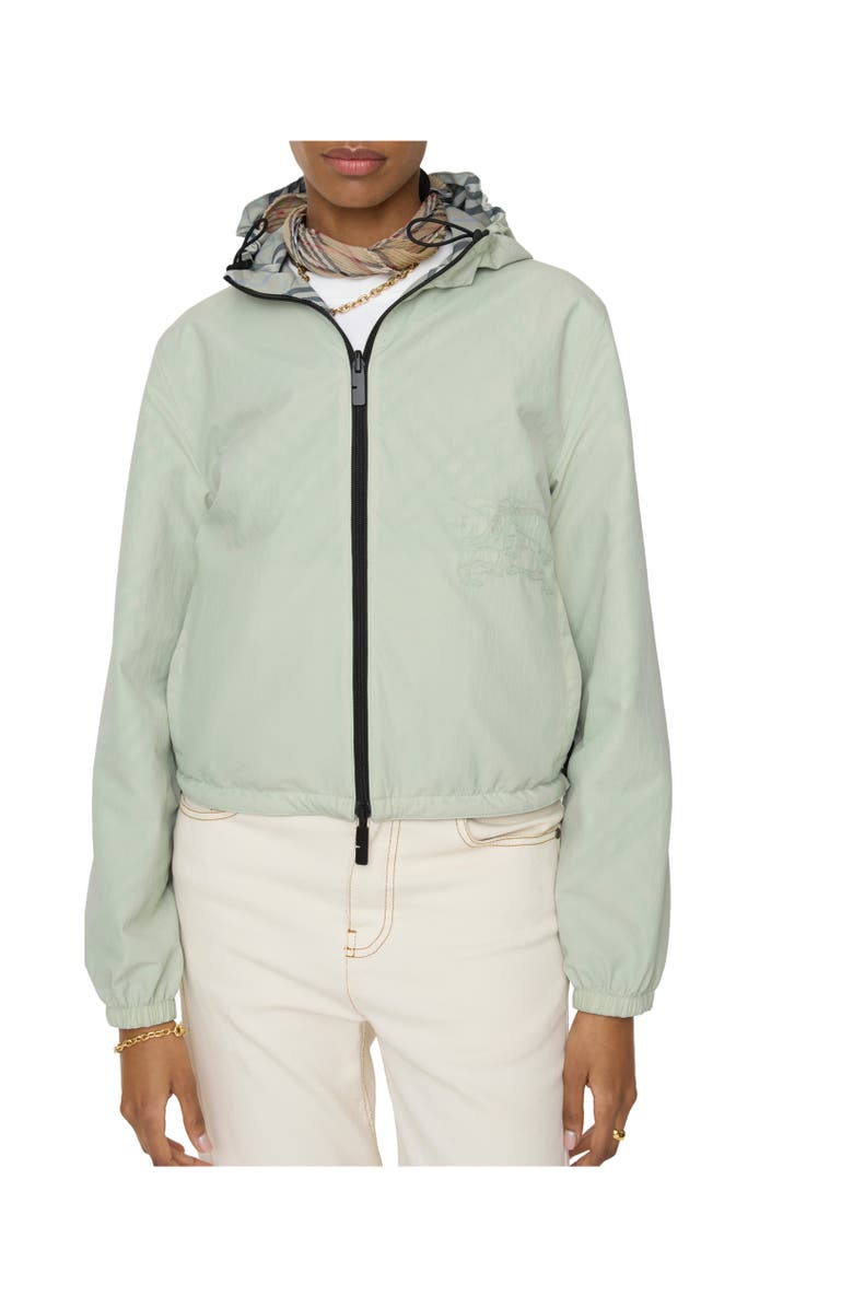 Burberry Cropped Reversible Check Jacket, Alternate, color, Seafoam Green