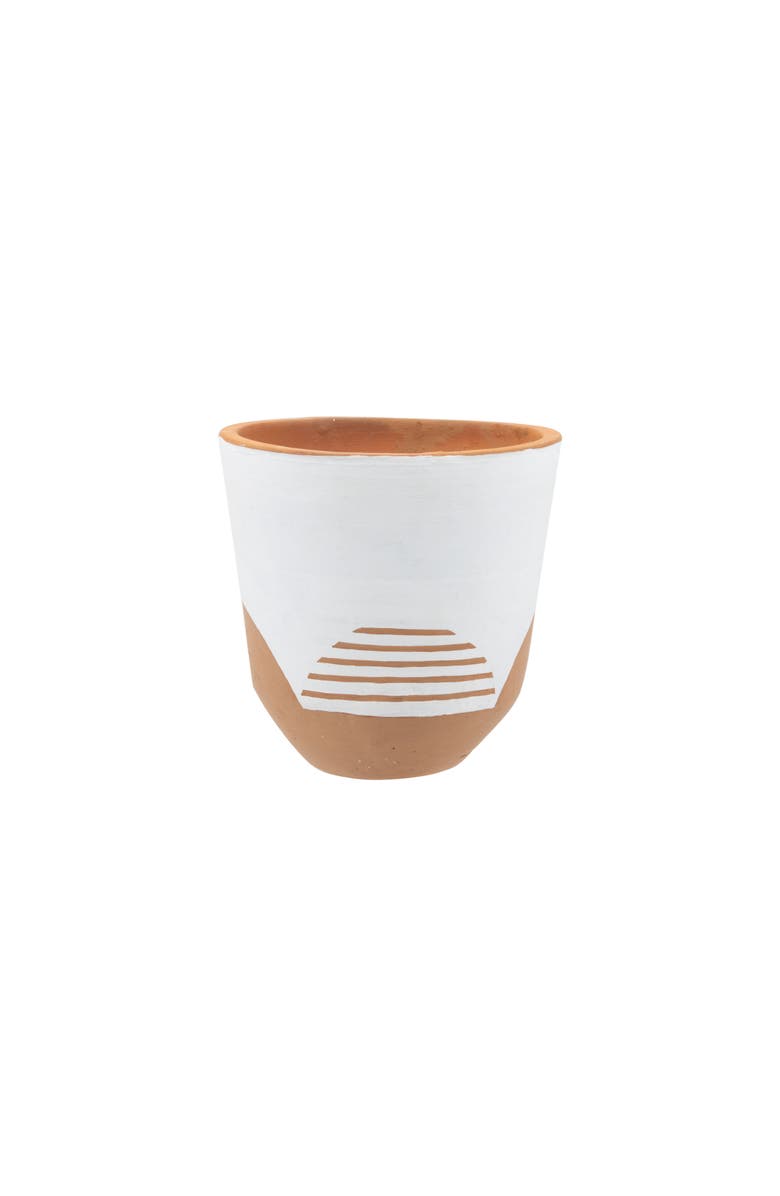 Foreside Home and Garden Large Natural Terracotta Painted Planter, Main, color, White