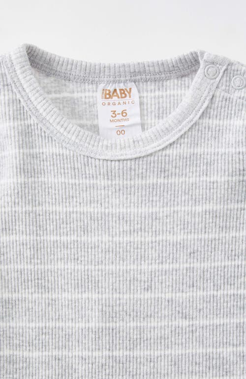 Shop Cotton On Kids Organic Pointelle Long Sleeve Bubbysuit In Cloud Marle Milk Stripe