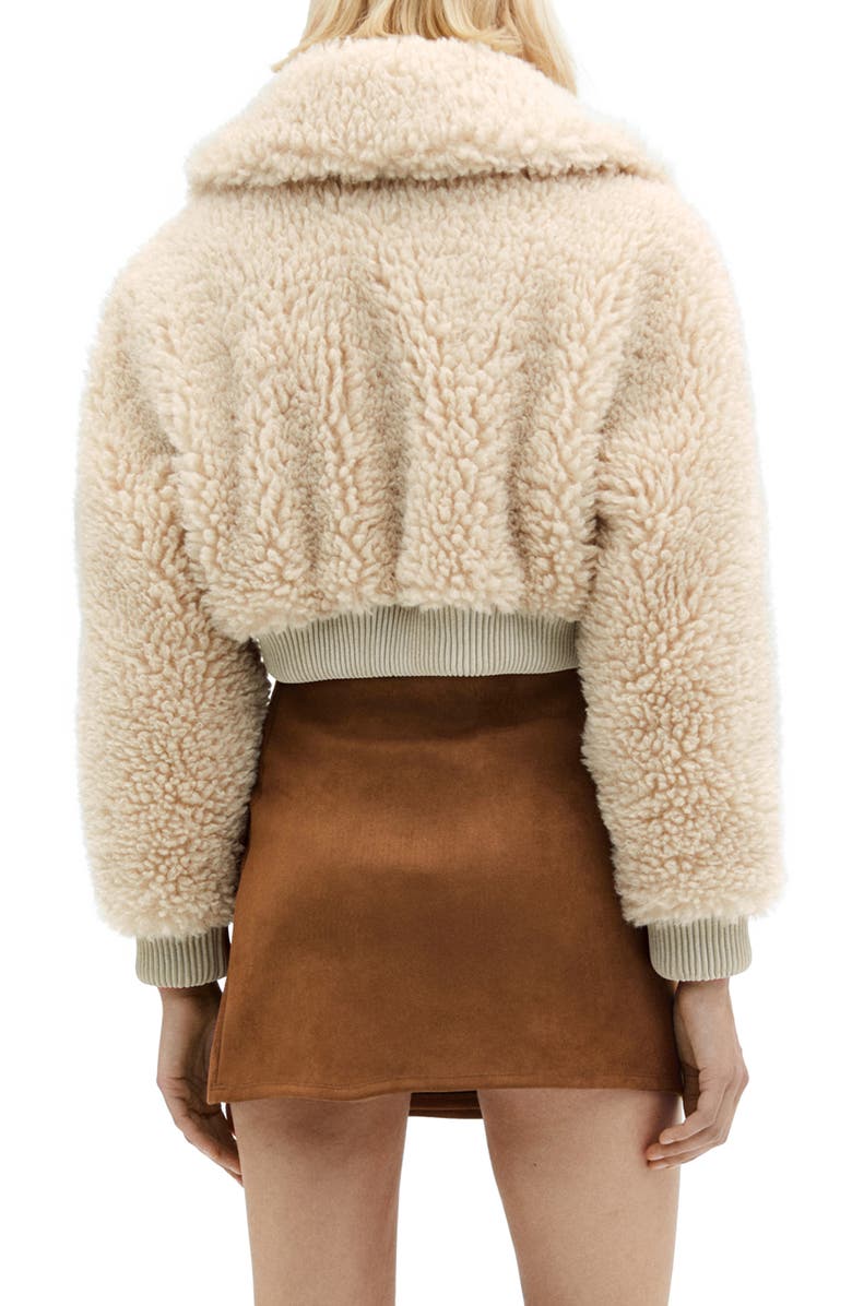 MANGO Faux Shearling Crop Aviator Jacket, Alternate, color, 