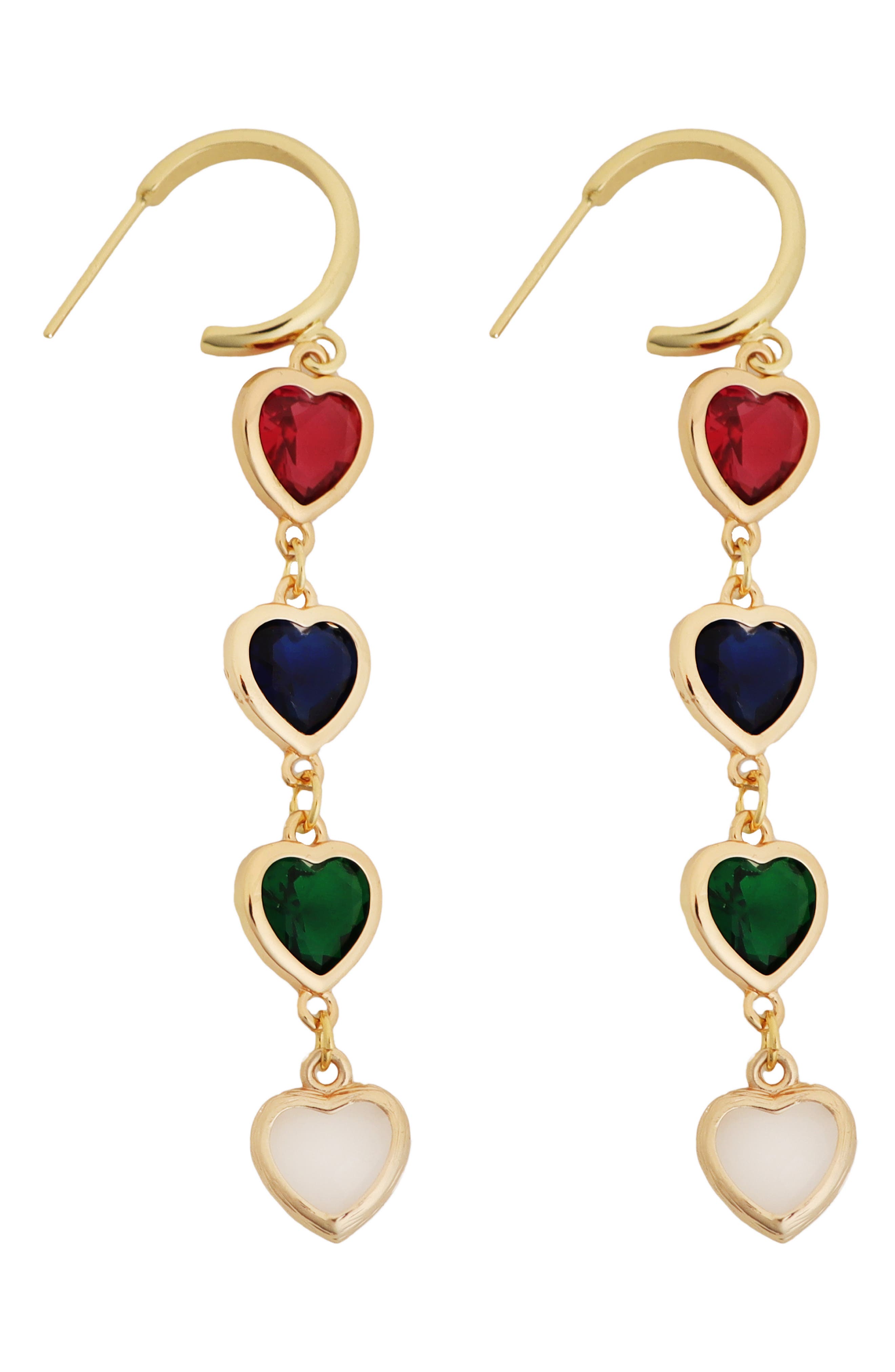 Panacea Crystal Heart Linear Drop Earrings