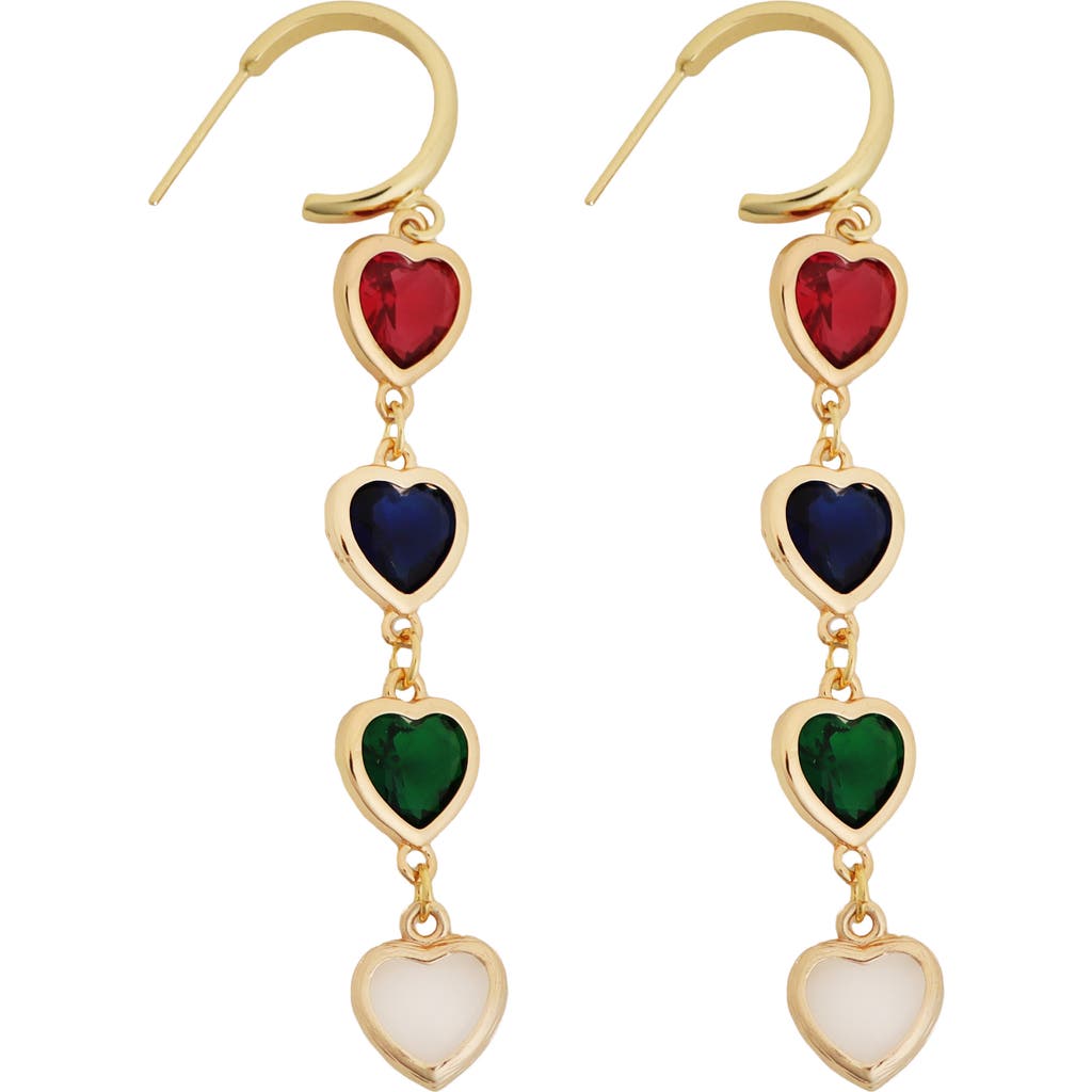 Panacea Crystal Heart Linear Drop Earrings In Gold