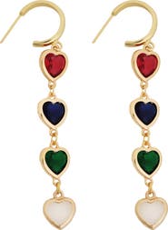 Panacea Crystal Heart Linear Drop Earrings
