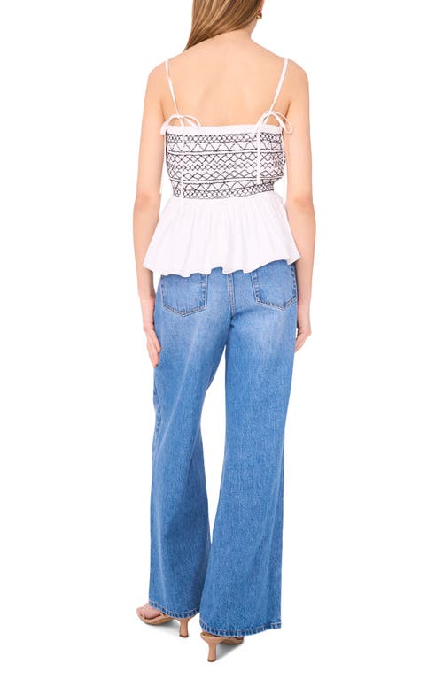1.state Contrast Smock Detail Cotton Peplum Top In White