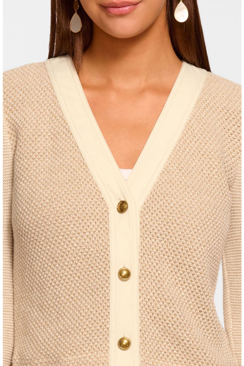 Huda Mixed Media Cardigan, Alternate, color, SANDSTONE TWEED