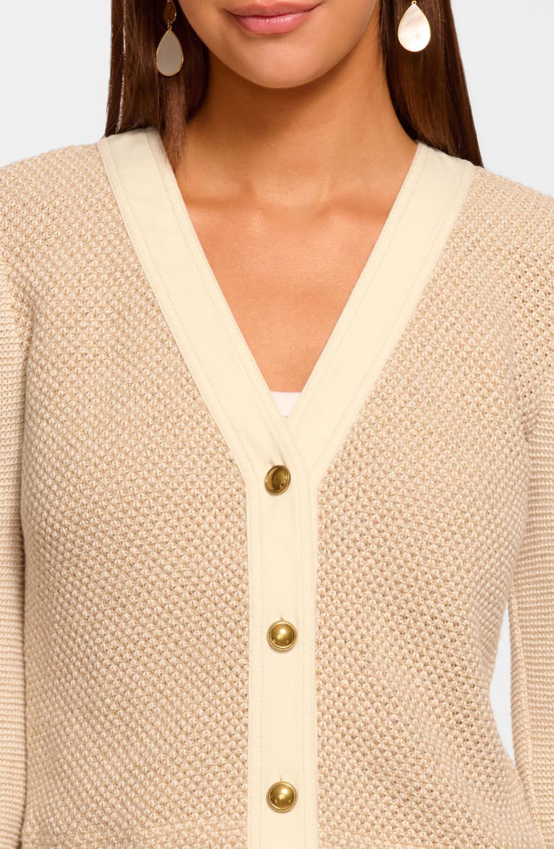 Ramy Brook Huda Mixed Media Cardigan, Alternate, color, Sandstone Tweed